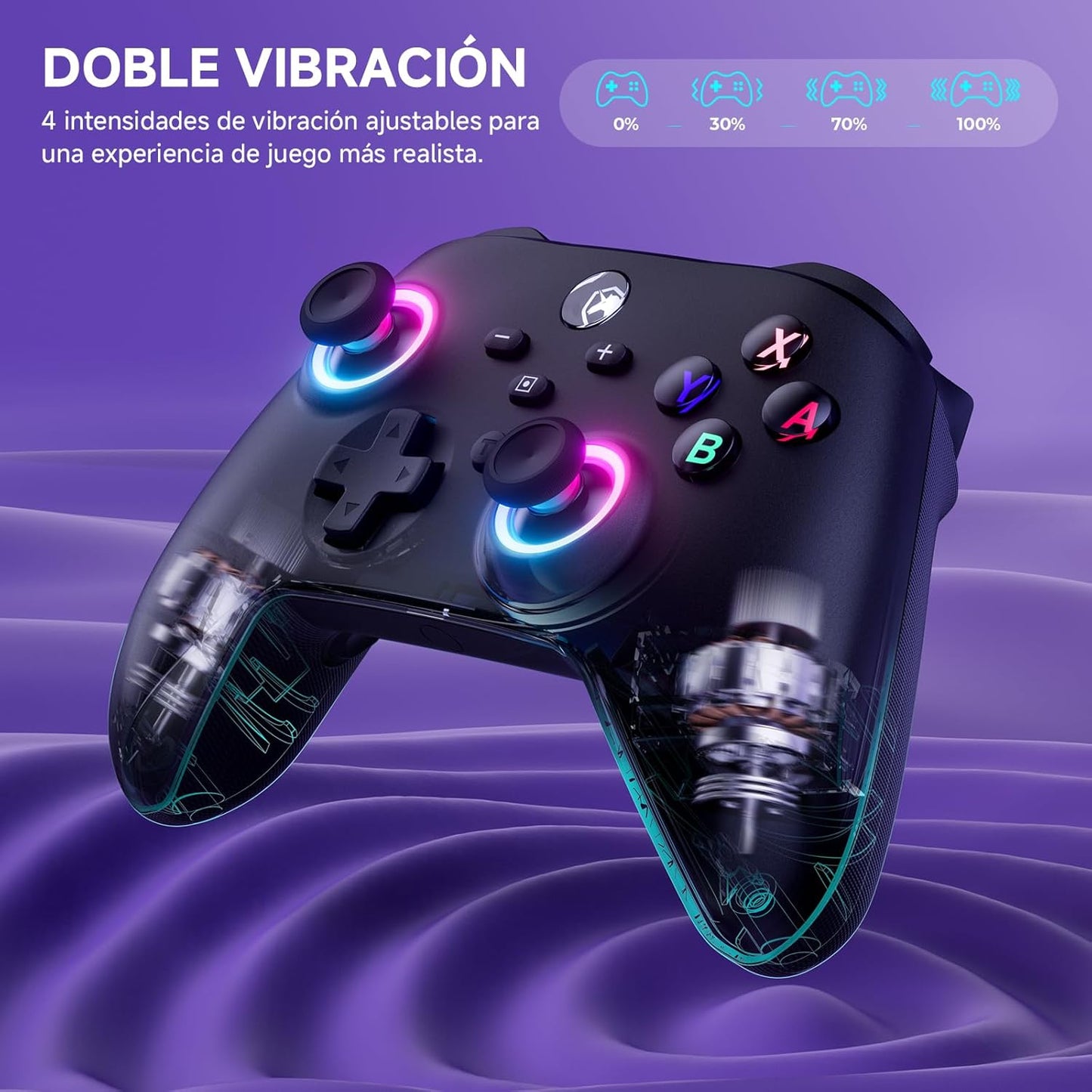 Mando Para Switch/ Switch 2 2025, Mando Inalámbrico Con Gatillos De Recorrido, Batería 1000Mah, LED Rgb/Gyro Axis/Turbo/Vibración/ Botones Programables, Mando Pro Para Switch/Pc/Android/Ios