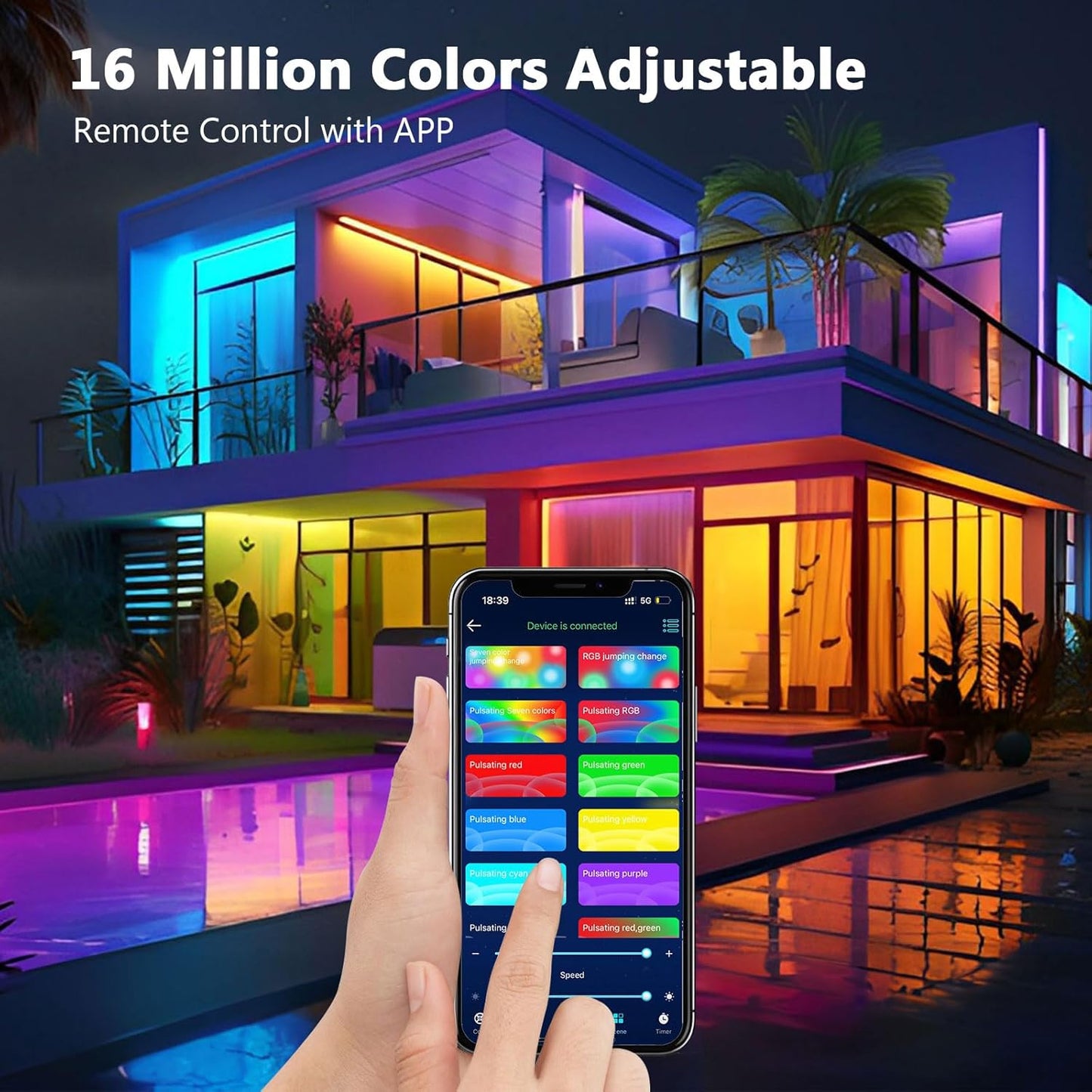 Tira LED, Luces LED 20 Metros, Luces Led Habitacion, RGB Bluetooth Tiras LED Luz Led Adhesiva Con Control Remoto Y Inteligente Control De APP, Cambia El Color Con La Musica (2X10M)
