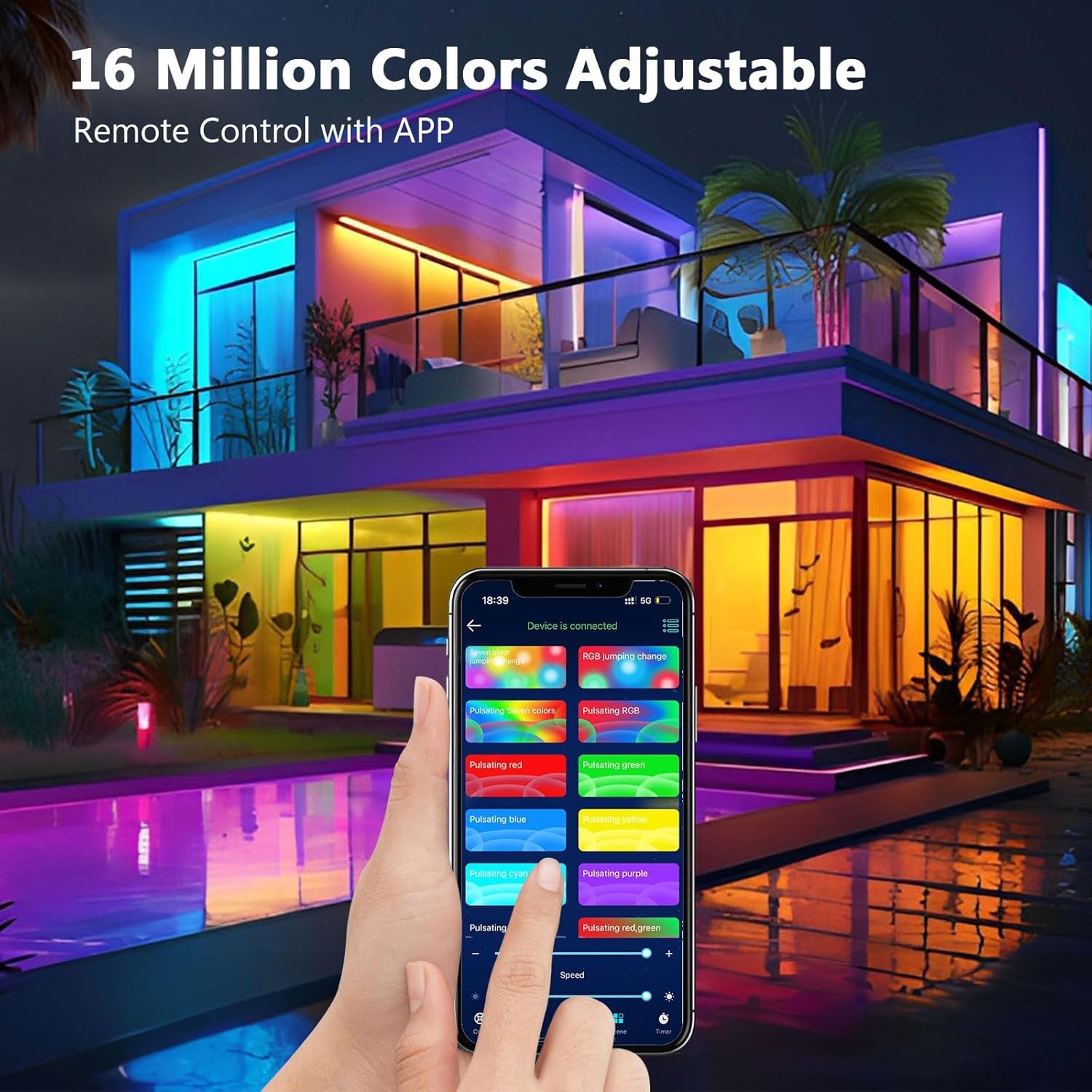 Tira LED, Luces LED 20 Metros, Luces Led Habitacion, RGB Bluetooth Tiras LED Luz Led Adhesiva Con Control Remoto Y Inteligente Control De APP, Cambia El Color Con La Musica (2X10M)
