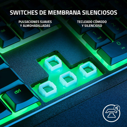 Razer Ornata V3 X - Interruptores De Membrana Silenciosos, Teclas Recubiertas De Rayos UV Negro