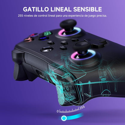Mando Para Switch/ Switch 2 2025, Mando Inalámbrico Con Gatillos De Recorrido, Batería 1000Mah, LED Rgb/Gyro Axis/Turbo/Vibración/ Botones Programables, Mando Pro Para Switch/Pc/Android/Ios