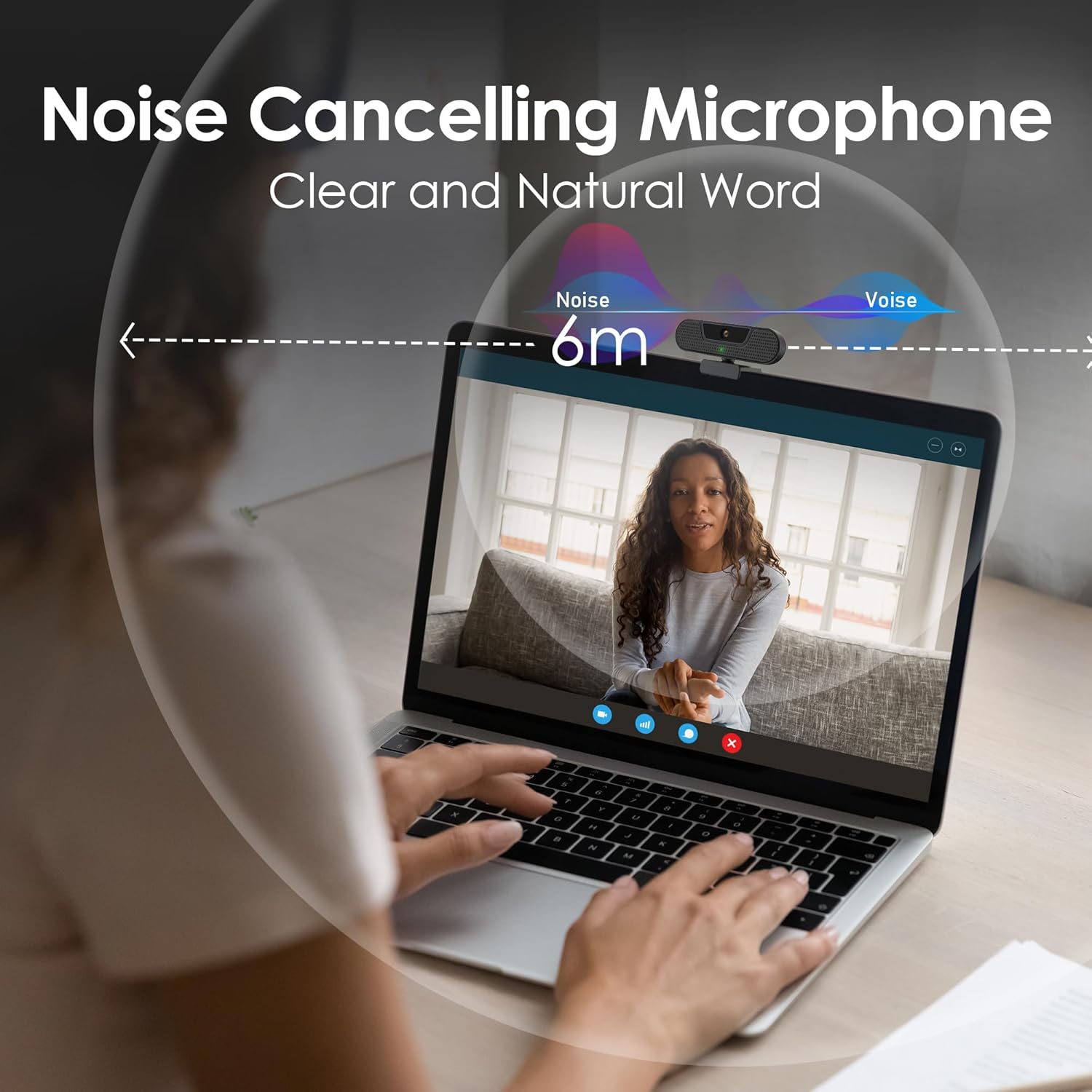 W8GS Webcam 4K Con Micrófonos, Autofocus, Reducción De Ruido, 85°View, Corrección De Iluminación, Plug&Play