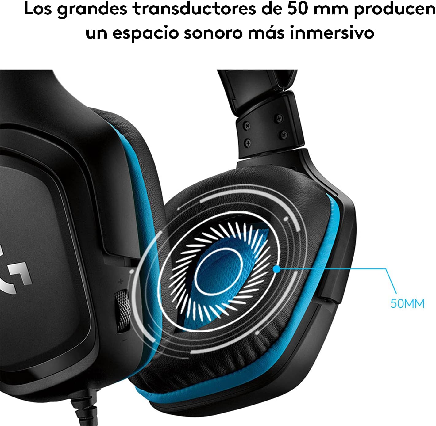 Logitech G432 Auriculares Con Cable, Sonido 7.1 Surround DTS:X 2.0, Transductores 50Mm USB Y Jack Audio 3.5Mm, Micrófono Volteable, Peso Ligero- Azul/Negro