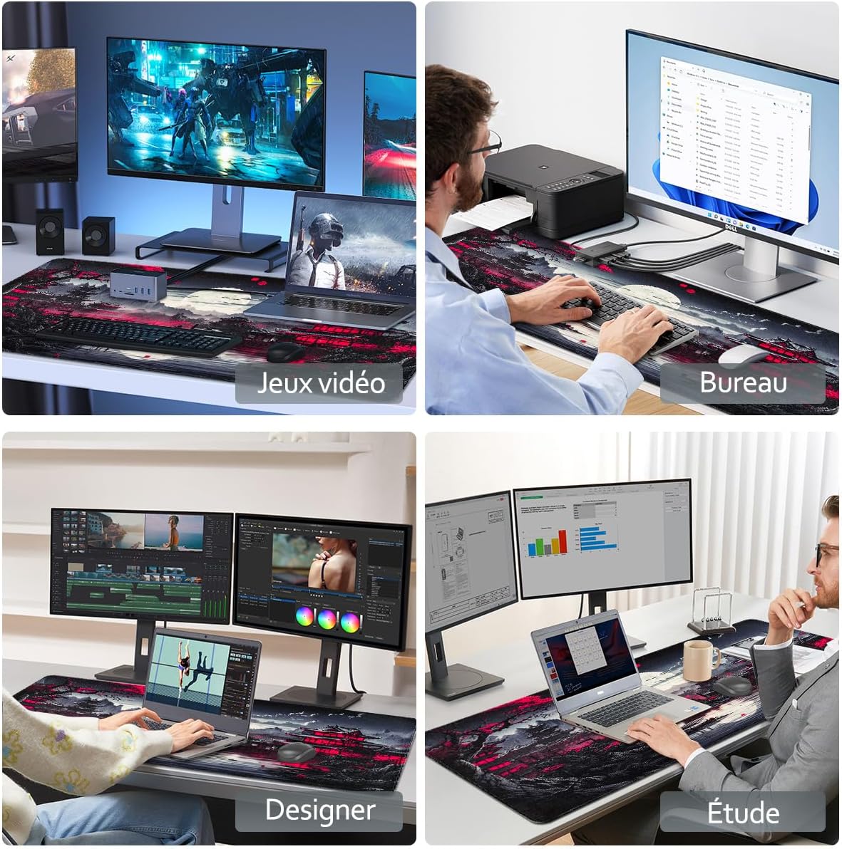 Alfombrilla Ratón XXL 900 X 400 Mm Mejora La Precisión Y La Velocidad Con Base Antideslizante Y Bordes Cosidos 