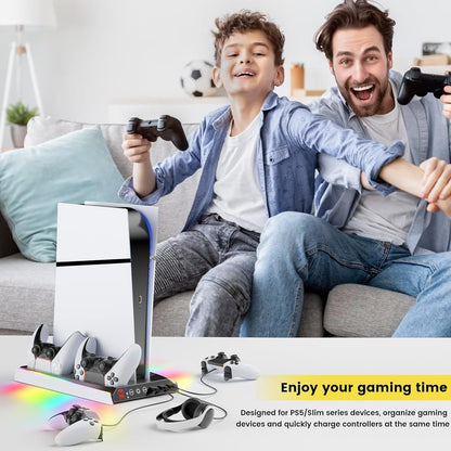 Soporte Delgado Para PS5/PS5 Con Ventilador De Refrigeración Ajustable, Soporte De Cargador De Refrigeración Vertical PS5 Para PS5/PS5 Slim