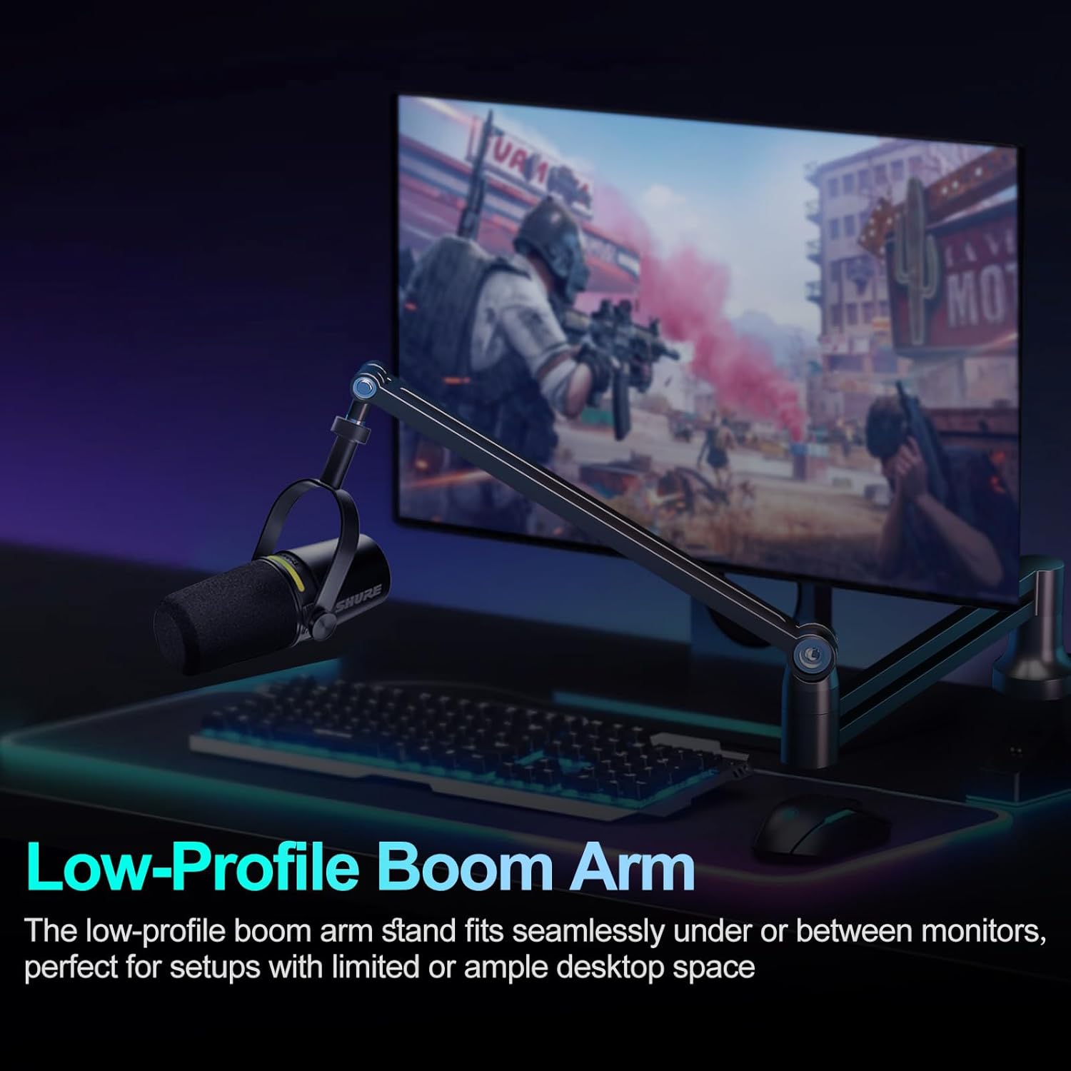 Micrófono Boom Arm, Brazo De Mic De Bajo Perfil, Soporte De Miro Para Podcastin, Streaming, Totalmente Ajustable 360 ° Giratorio 90 ° Plegable Para Blue Yeti