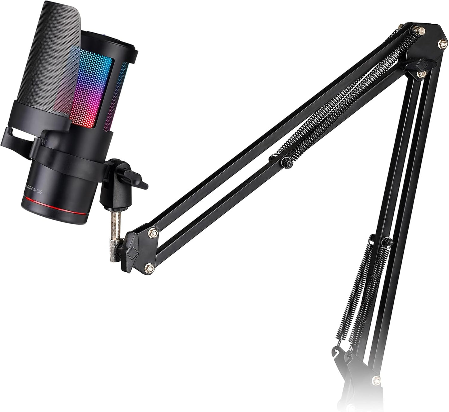 Mars Gaming MMIC-SC, Micrófono De Estudio Profesional, Diseño De Alta Gama ARGB, Alta Definición 192Khz 24-Bit, Brazo Mecánico Omnidireccional, Rueda De Control, Filtro Pop De Malla Metálica