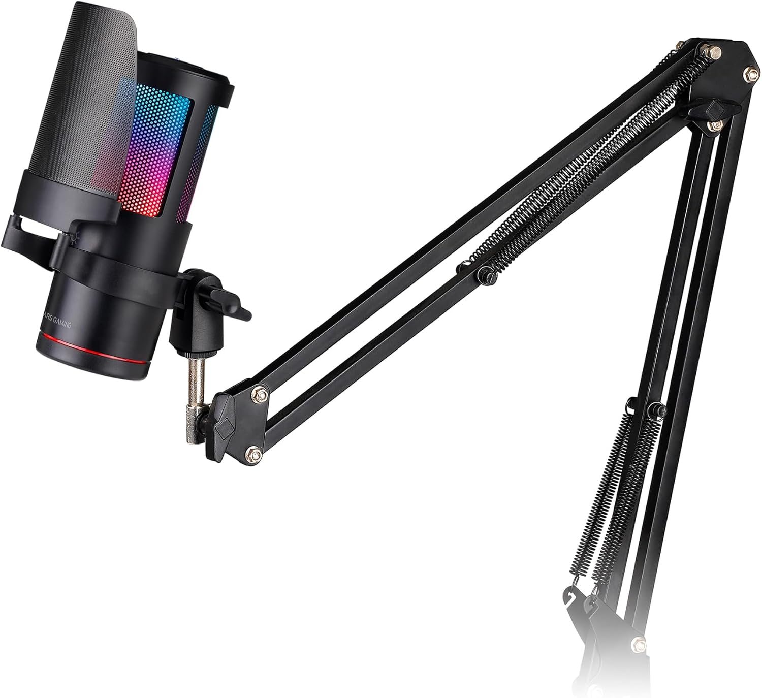Mars Gaming MMIC-SC, Micrófono De Estudio Profesional, Diseño De Alta Gama ARGB, Alta Definición 192Khz 24-Bit, Brazo Mecánico Omnidireccional, Rueda De Control, Filtro Pop De Malla Metálica