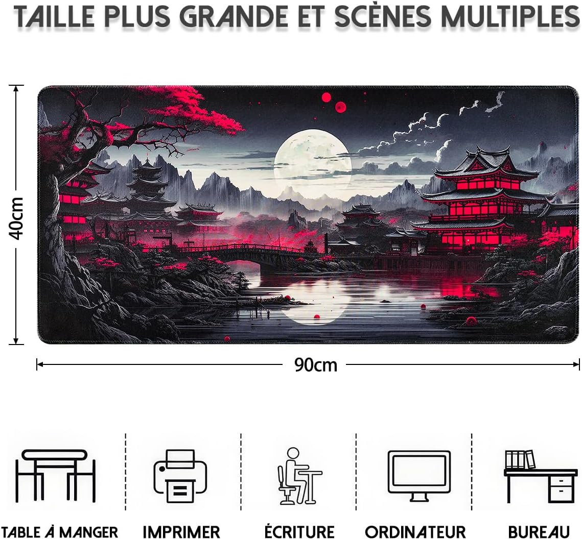 Alfombrilla Ratón XXL 900 X 400 Mm Mejora La Precisión Y La Velocidad Con Base Antideslizante Y Bordes Cosidos 