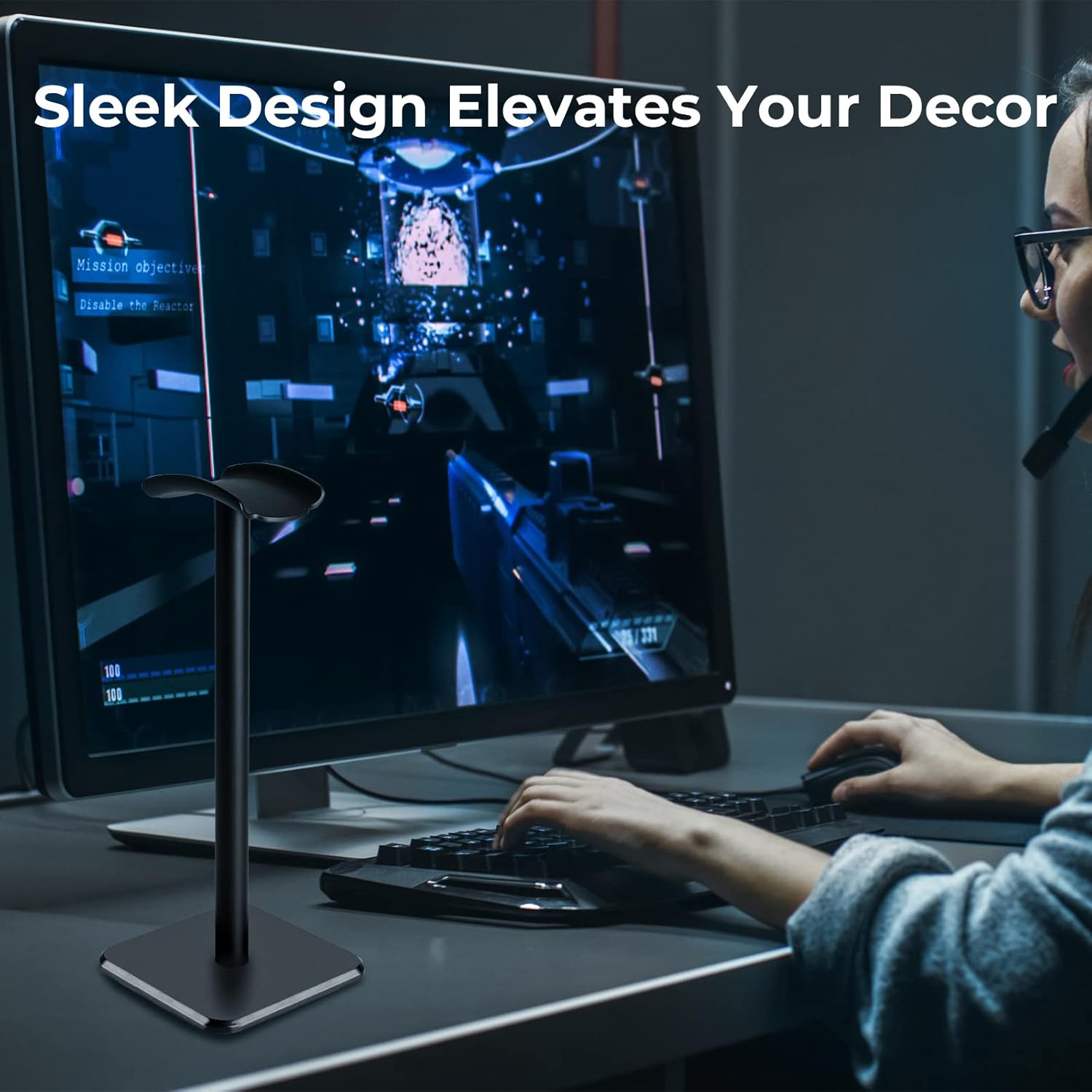 Alyvisun Soporte Auriculares [Base Pesada Y Altura Más Alta] Soporte De Cascos Ganchos Para Todos Los Auriculares