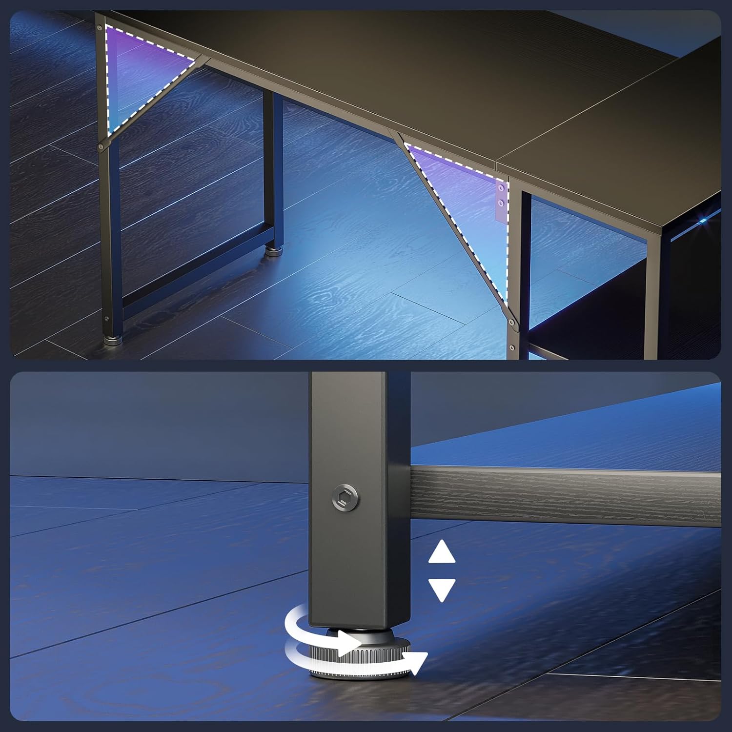 Coleshome Escritorio Gaming, Escritorio Esquinero Con Estante De Almacenamiento Reversible, Ahorra Espacio