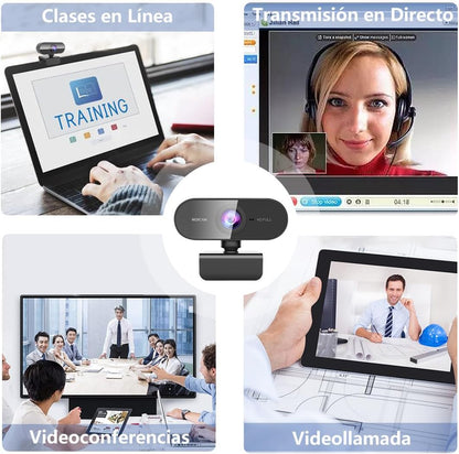 Webcam Con Microfono-Web CAM 1080P HD Autofocus,Camara Webcam Para Pc/Portátil,Camara USB Plug and Play