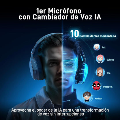 MAONO Microfono Inalambrico Para PC, Microfono PC Con Cambiador De Voz Con IA, Cancelación De Ruido De 3 Niveles, Luz RGB Personalizada, Para Juegos, Podcasting & Streaming, DM40 Pro Negro