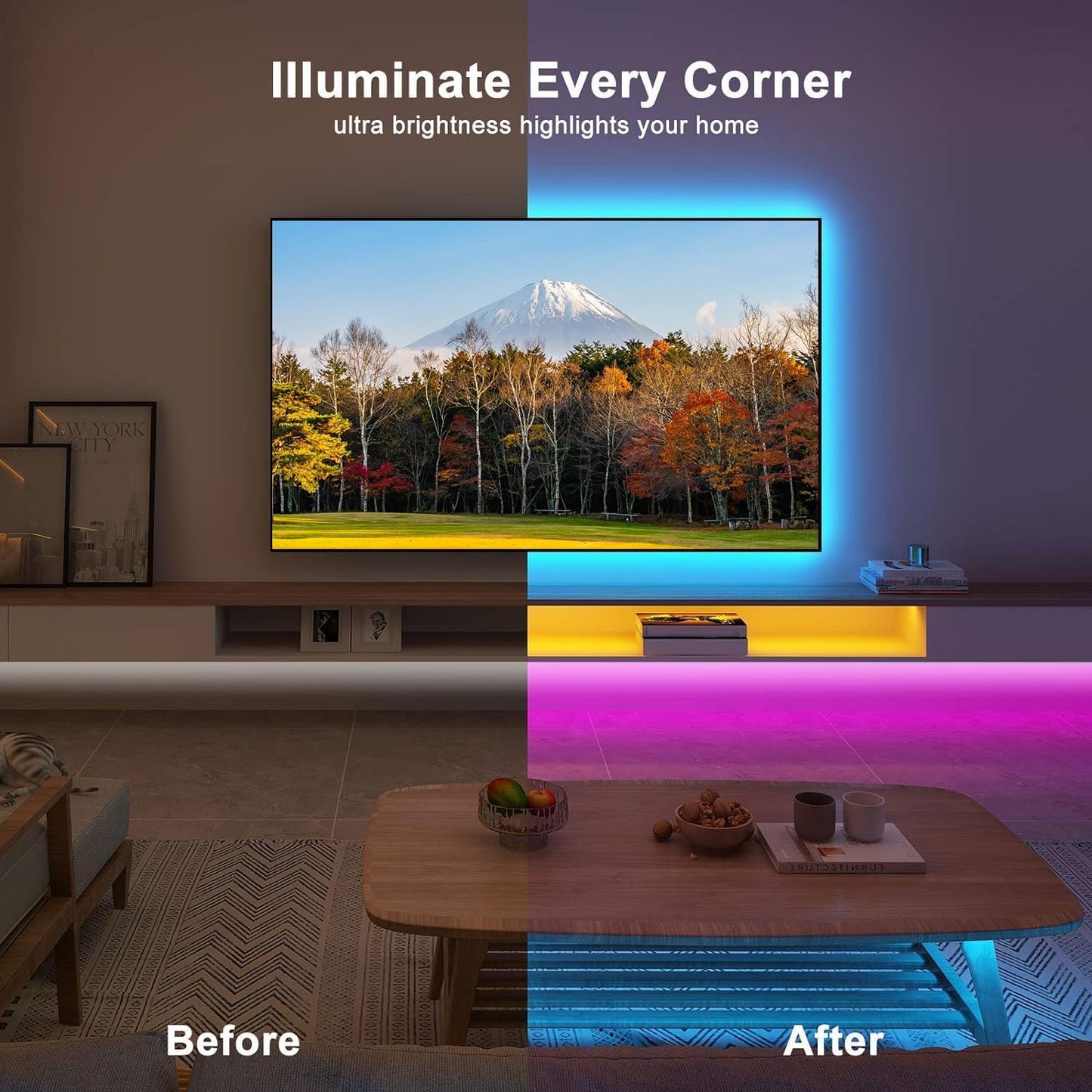 Tira LED, Luces LED Habitación 20 Metros, LED Strip Lights RGB, Sincronización Musical Bluetooth, 28 Modos, Control De Remoto 40 Botones Y App