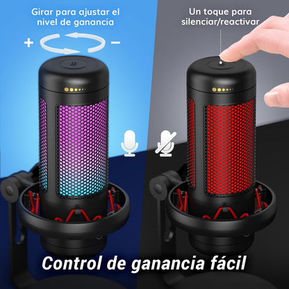 TONOR Micrófo Para Streaming, Podcasts, Grabación, Redes Sociales, Micrófono De Condensador Para PC Con Soporte Para Mac/Ns Negro,Tc320