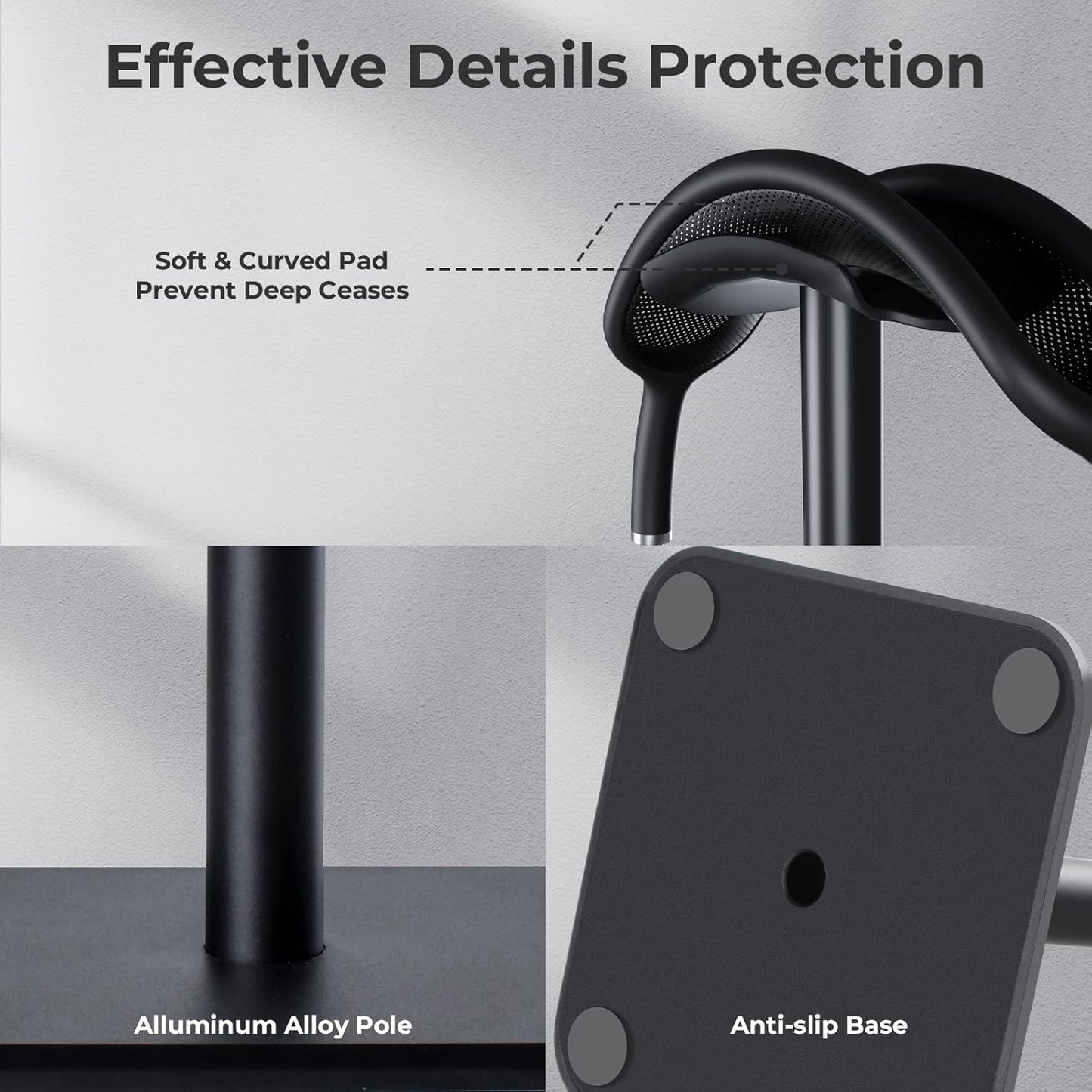 Alyvisun Soporte Auriculares [Base Pesada Y Altura Más Alta] Soporte De Cascos Ganchos Para Todos Los Auriculares