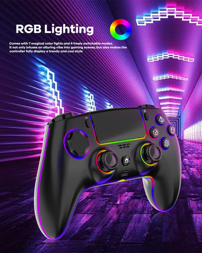 Mando inalámbrico para PS5, Pro, PC, Mac, iOS, Android y Steam Deck. Incluye iluminación RGB, joystick de efecto Hall, doble vibración, turbo, conector para auriculares y batería de 1500 mAh.