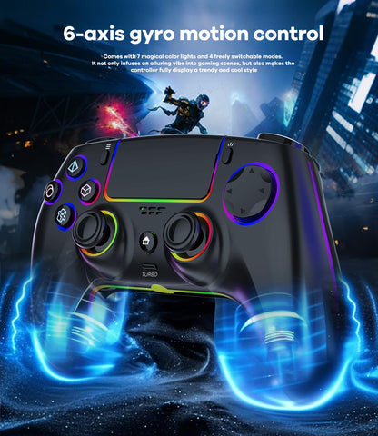 Mando inalámbrico para PS5, Pro, PC, Mac, iOS, Android y Steam Deck. Incluye iluminación RGB, joystick de efecto Hall, doble vibración, turbo, conector para auriculares y batería de 1500 mAh.