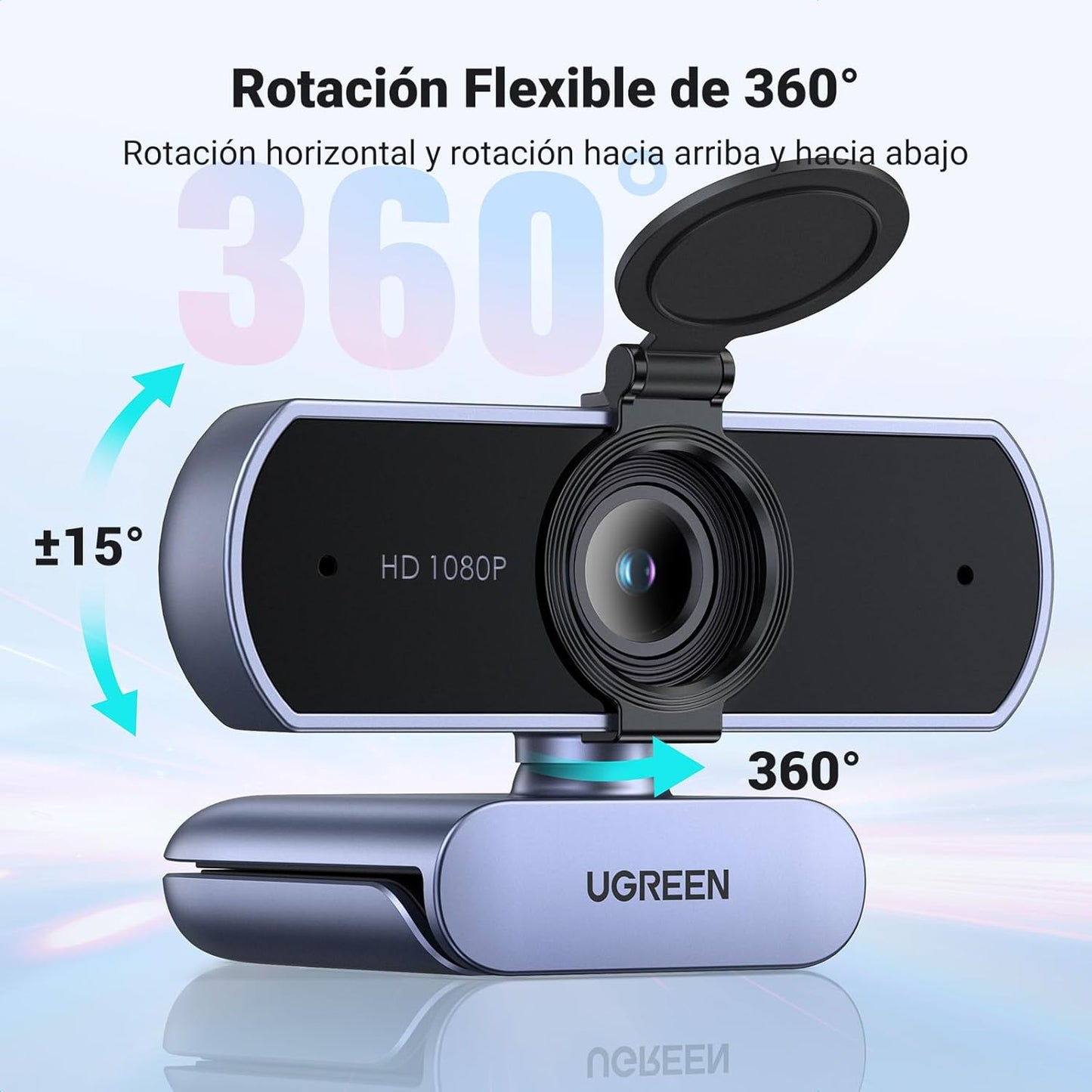 UGREEN Webcam Full HD 1080P 30FPS USB a PC Cámara 2 Micrófono Incorporado 85° Ángulo De Visión Para Windows Macos Linux Soporta Youtube Streaming 