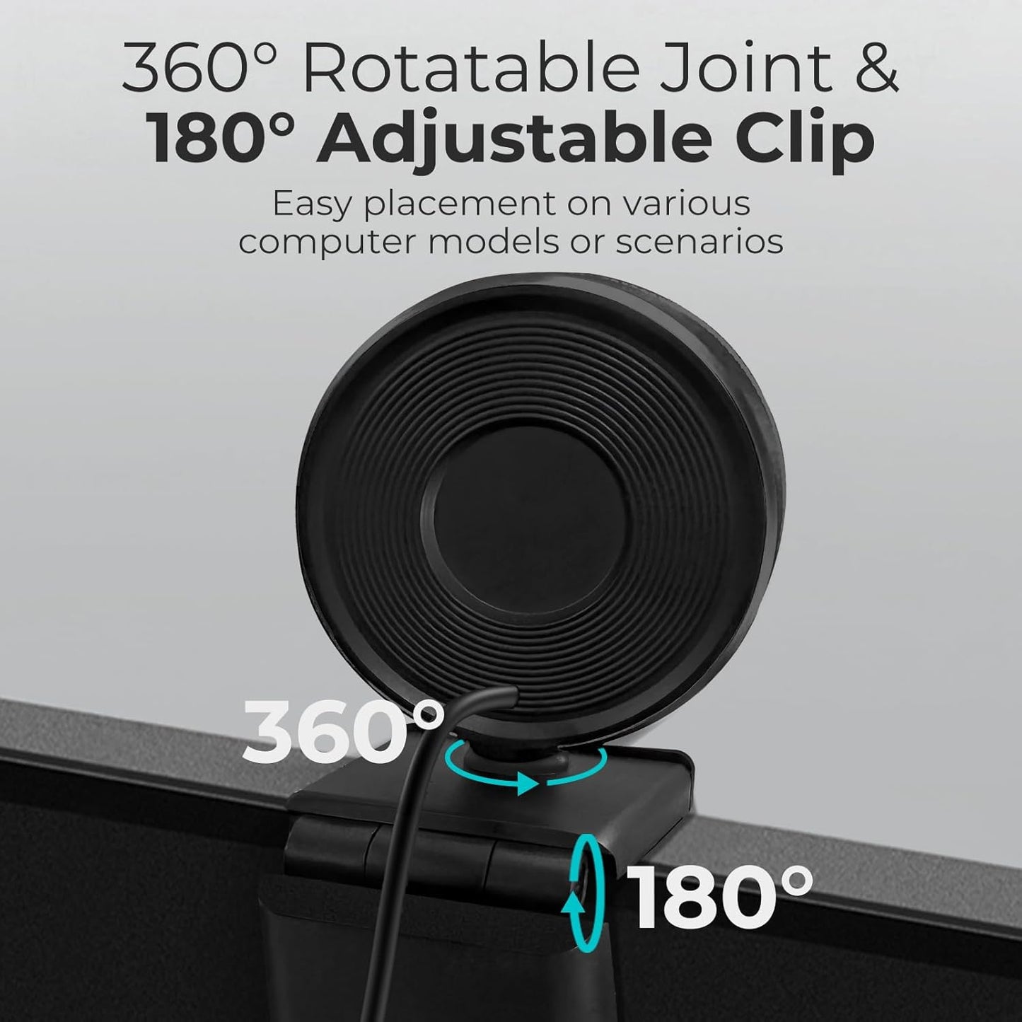 Cámara Web para PC con Micrófono, Luz y Cubierta de Privacidad, Cámara Web para Computadora de Escritorio/Portátil/Monitor/Mac, Cámara USB para Streaming 