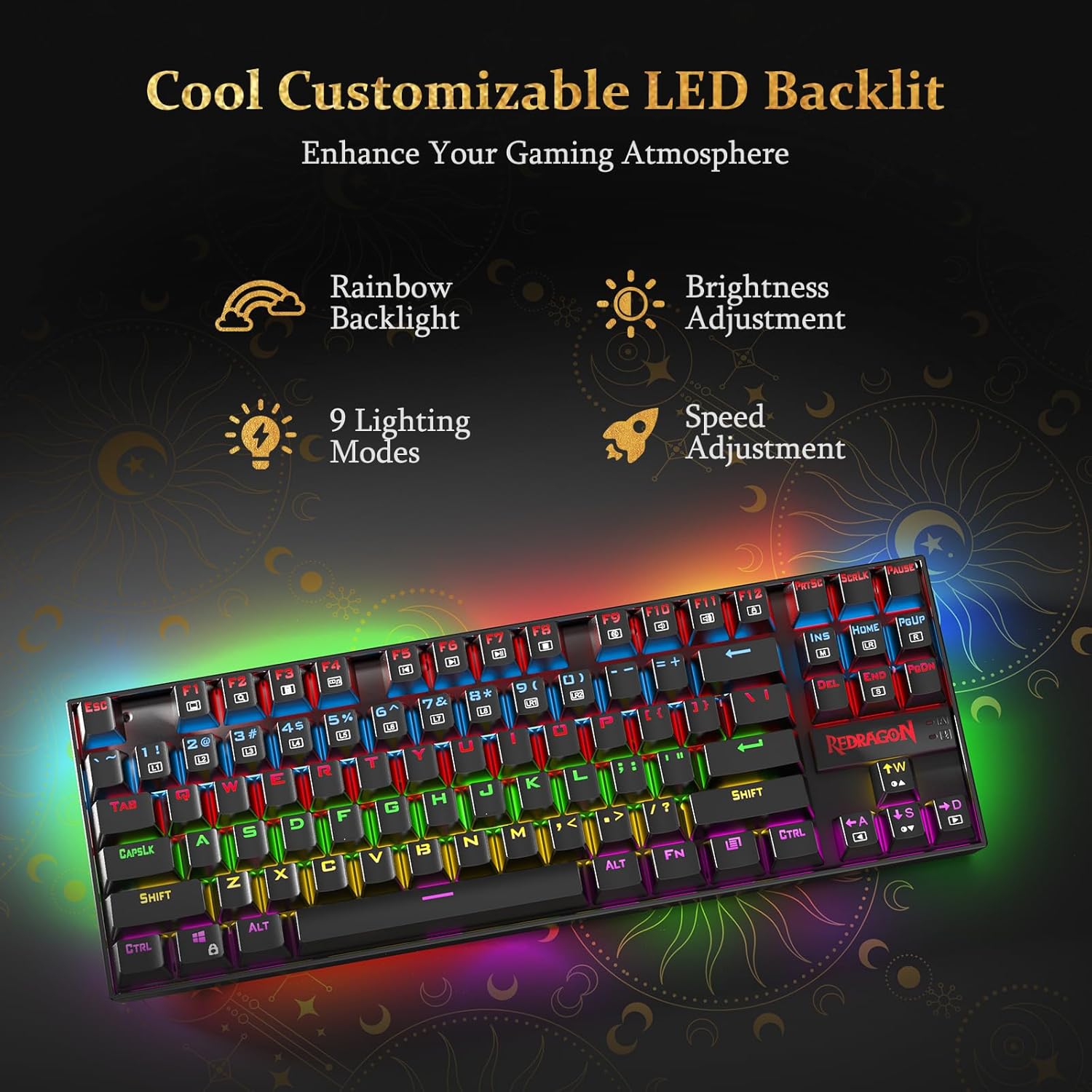 Teclado Mecánico de Gaming K552, Compacto de 87 Teclas, Teclado de Gaming LED con Interruptores Rojos, Anti-Ghosting, Estructura Metálica para Juegos y Escritura en PC