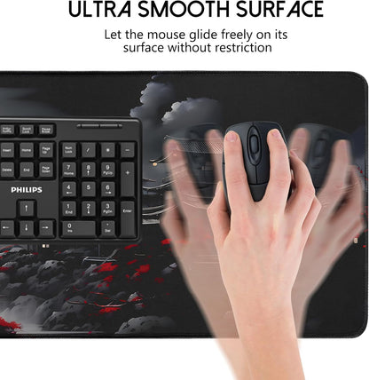 Alfombrilla Gaming para Ratón, alfombrilla grande para teclado y ratón con base de goma antideslizante, adecuada para escuela, oficina y hogar, tamaño 31.5 x 11.8 pulgadas.