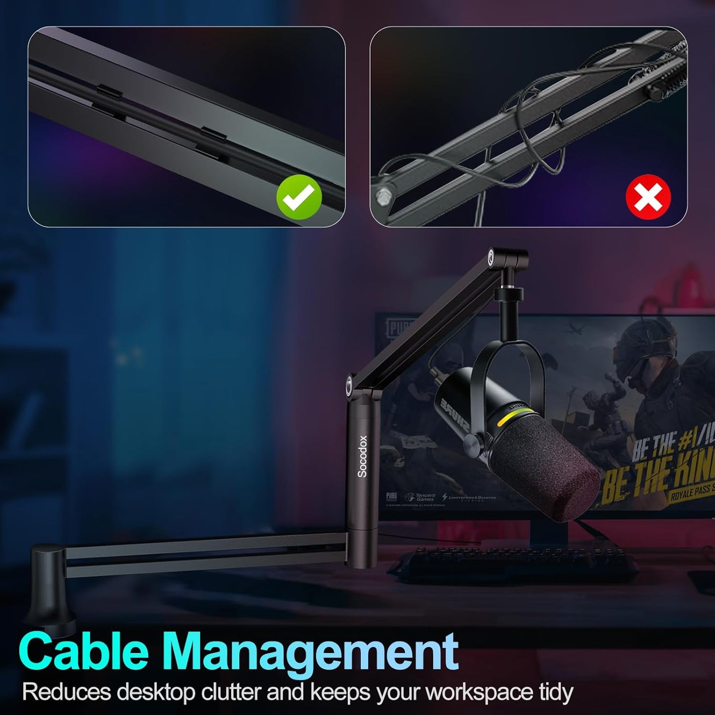 Micrófono Boom Arm, Brazo De Mic De Bajo Perfil, Soporte De Miro Para Podcastin, Streaming, Totalmente Ajustable 360 ° Giratorio 90 ° Plegable Para Blue Yeti