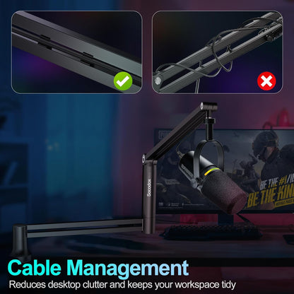 Micrófono Boom Arm, Brazo De Mic De Bajo Perfil, Soporte De Miro Para Podcastin, Streaming, Totalmente Ajustable 360 ° Giratorio 90 ° Plegable Para Blue Yeti