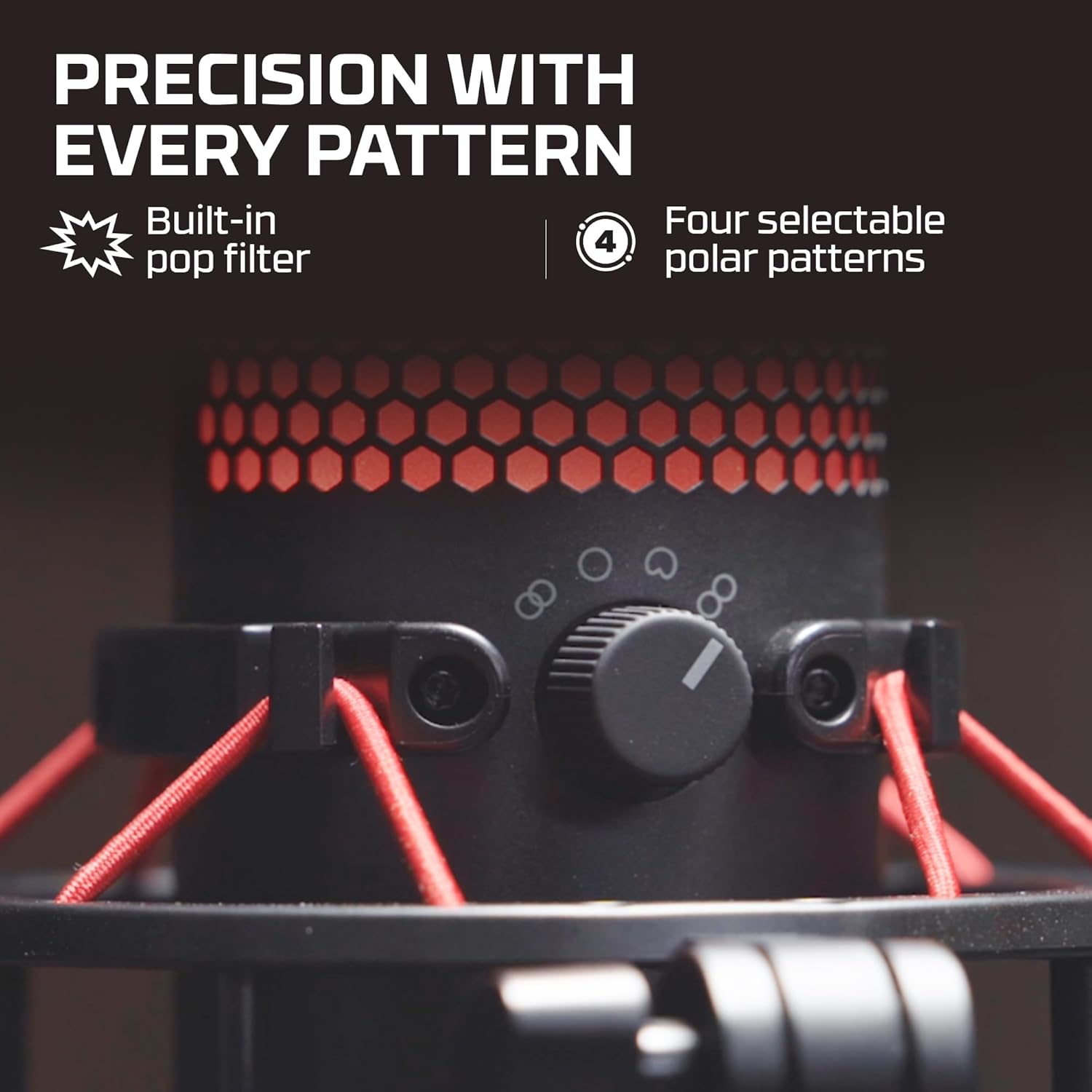 Hyperx Quadcast - Micrófono De Condensador USB, Soporte De Choque Antivibración, Cuatro Patrones Polares, Filtro Pop, Control De Ganancia