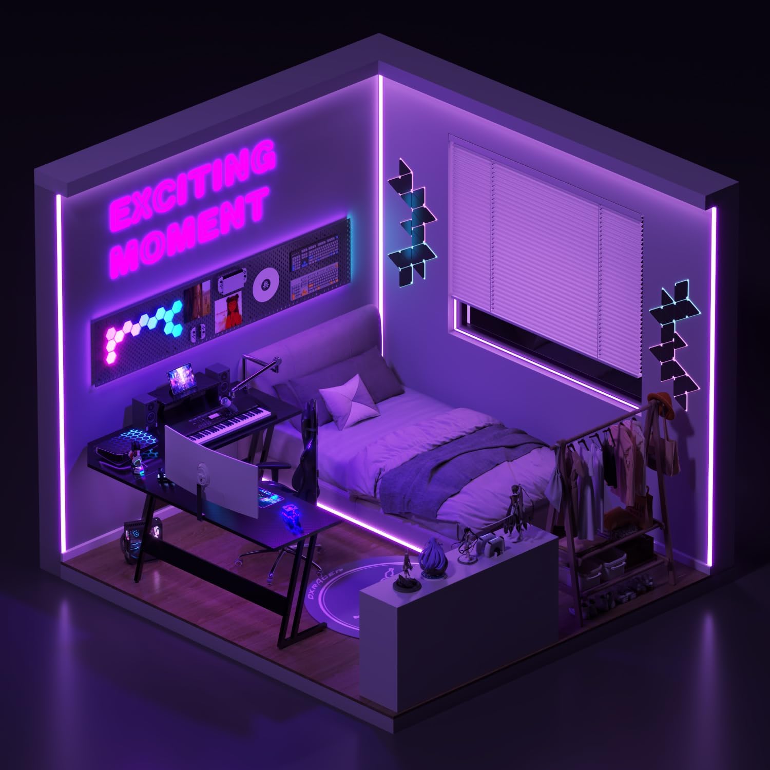 Devoko Escritorio Gaming De Esquina,120 X 120Cm,Escritorio Gamer En Forma De L Con Soporte De Monitor