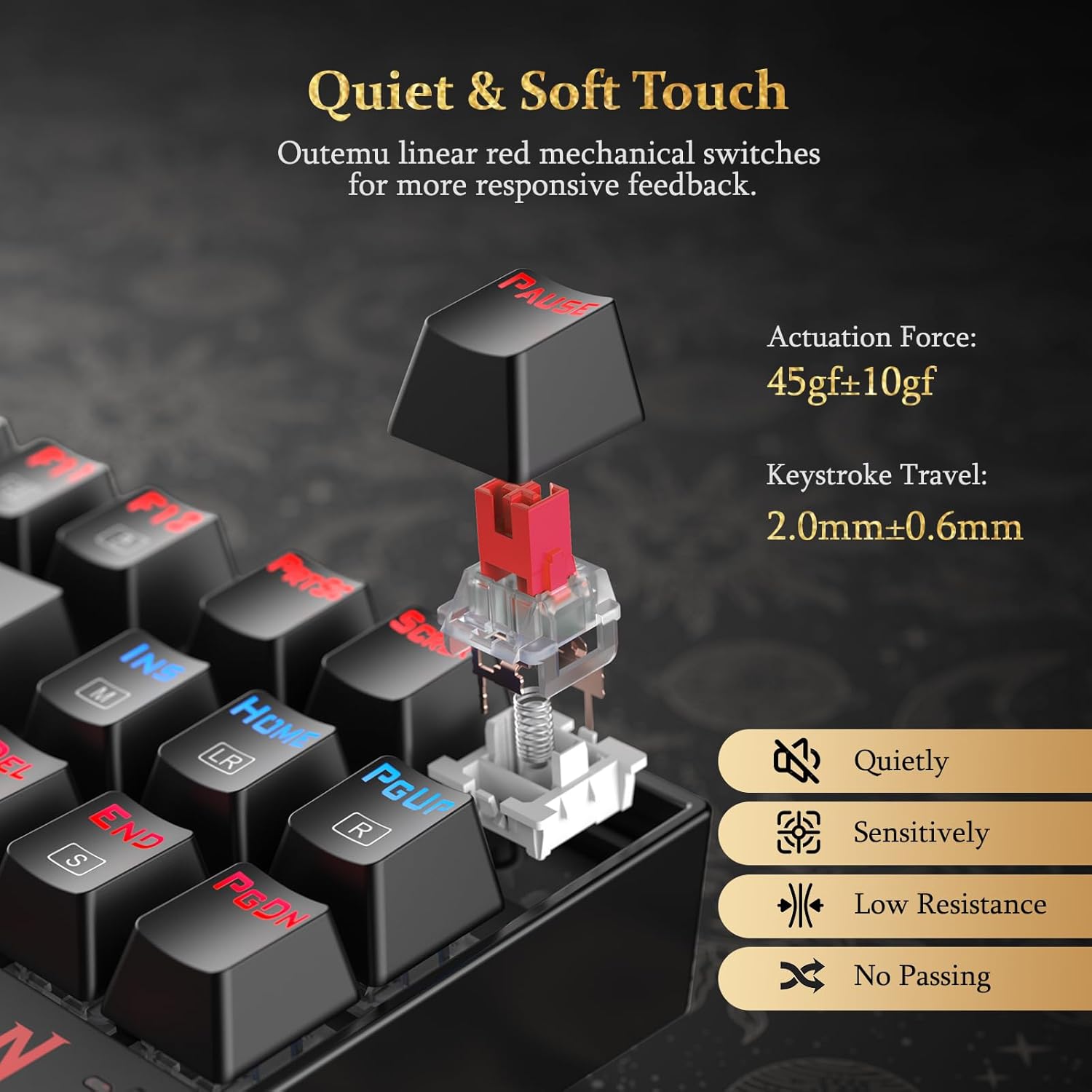 Teclado Mecánico de Gaming K552, Compacto de 87 Teclas, Teclado de Gaming LED con Interruptores Rojos, Anti-Ghosting, Estructura Metálica para Juegos y Escritura en PC