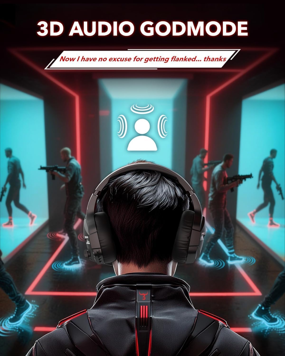 Auriculares inalámbricos de 2,4 GHz, batería ultralarga de 120 h, Bluetooth 5.3, supraaurales, micrófono con cancelión de ruido