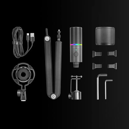 Mars Gaming MMIC-XT, Micrófono De Estudio Profesional Alta Definición 192Khz 24-Bit, Brazo Omnidireccional, Soporte Antivibración, Filtro Pop Malla Metálica, Negro