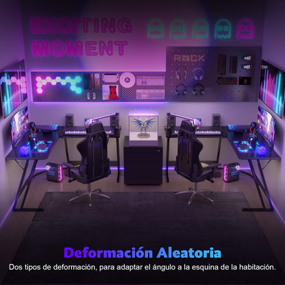 Devoko Escritorio Gaming De Esquina,120 X 120Cm,Escritorio Gamer En Forma De L Con Soporte De Monitor