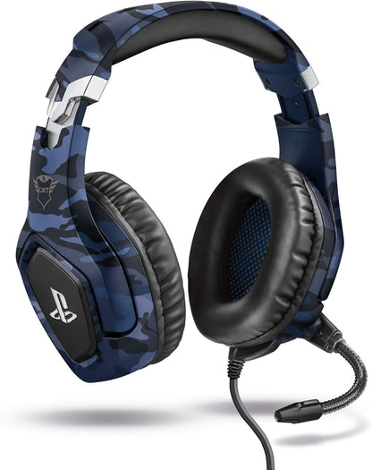 Gxtrust 488, PS4 Y PS5 Auriculares Gaming Licencia Oficial Para Playstation, Micrófono Plegable, Altavoces Activos De 50 Mm, Cable Trenzado De Nailon 1.2 M, Azul