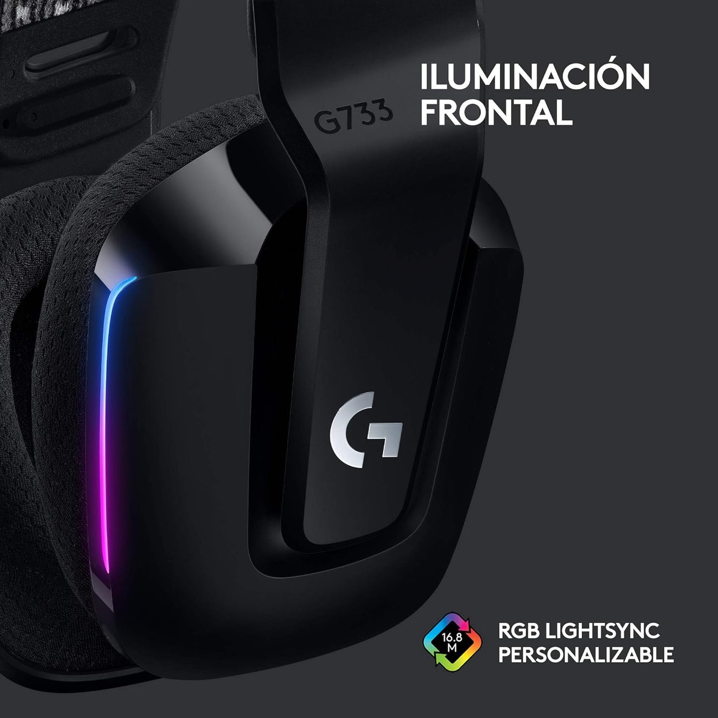 Logitech G733 LIGHTSPEED Con Micrófono Inalámbrico Para Gaming Con Diadema Con Suspensión, Ligeros, 29H De Batería, Negro