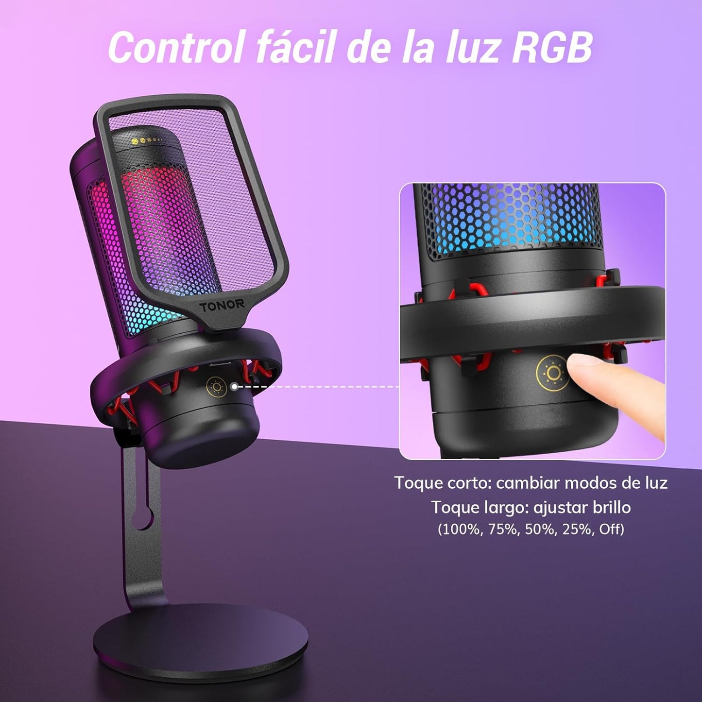 TONOR Micrófo Para Streaming, Podcasts, Grabación, Redes Sociales, Micrófono De Condensador Para PC Con Soporte Para Mac/Ns Negro,Tc320