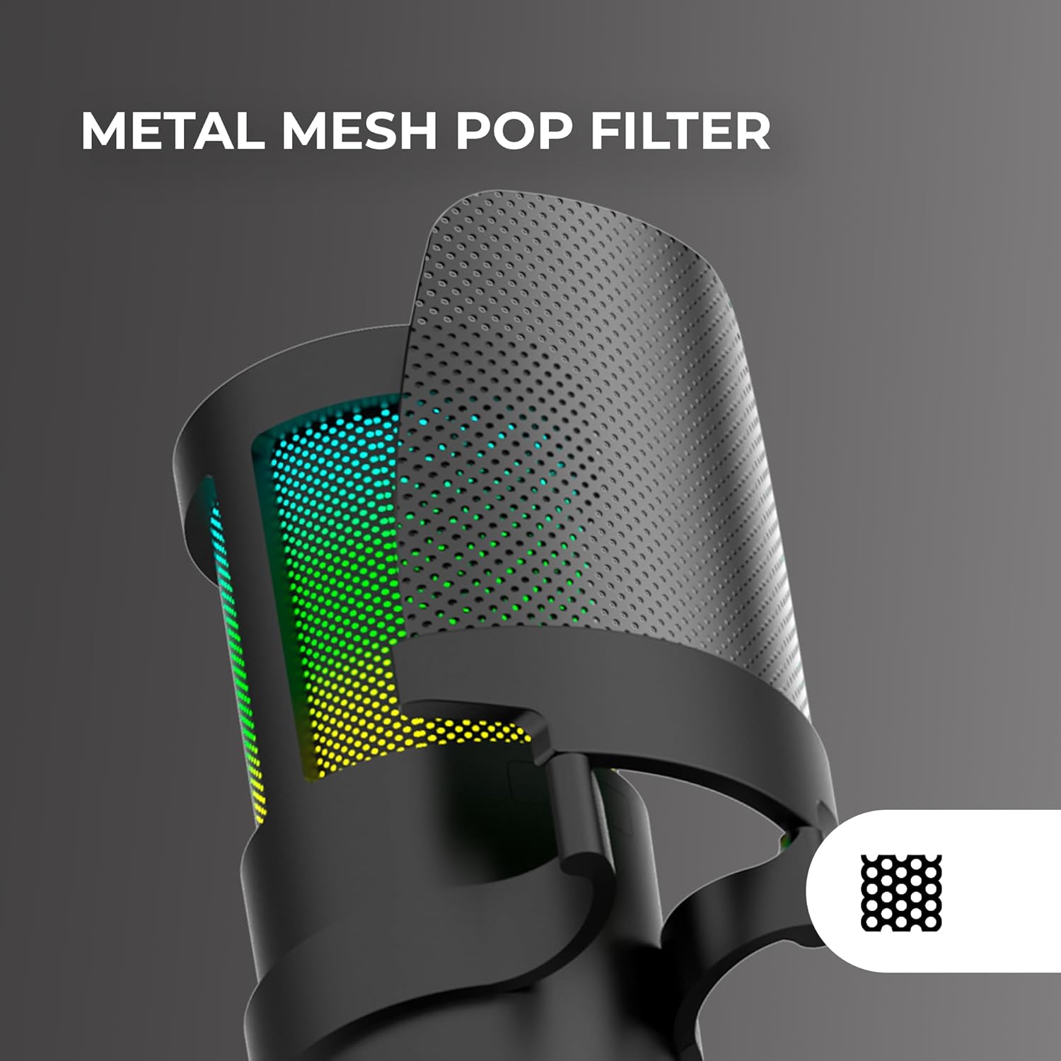 Mars Gaming MMIC-SC, Micrófono De Estudio Profesional, Diseño De Alta Gama ARGB, Alta Definición 192Khz 24-Bit, Brazo Mecánico Omnidireccional, Rueda De Control, Filtro Pop De Malla Metálica