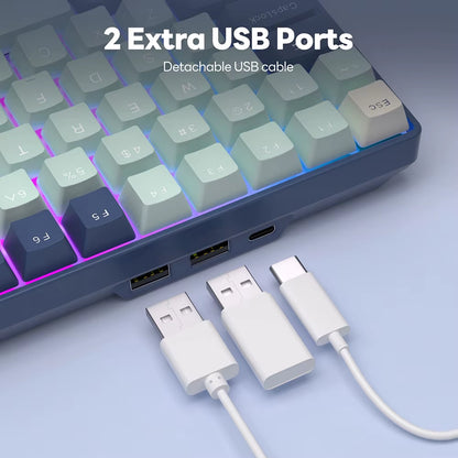 Teclado Mecánico e Inalámbrico ROYAL KLUDGE 96 RGB Tri-Mode BT5.0/2.4G/USB-C Hot-Swappable de 96 Teclas