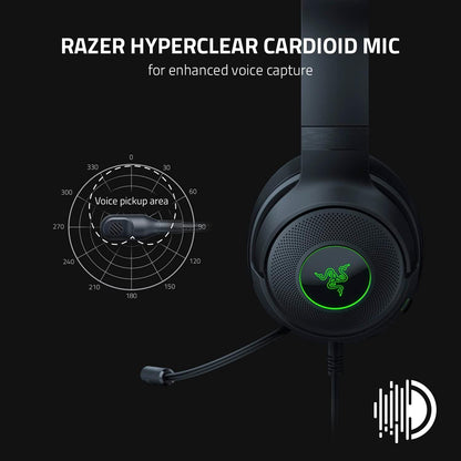 Auriculares para juegos USB con cable Kraken V3 X: Diseño ligero, controladores Triforce de 40 mm, micrófono cardioide hiperclaro, sonido envolvente 7.1 Surround Sound
