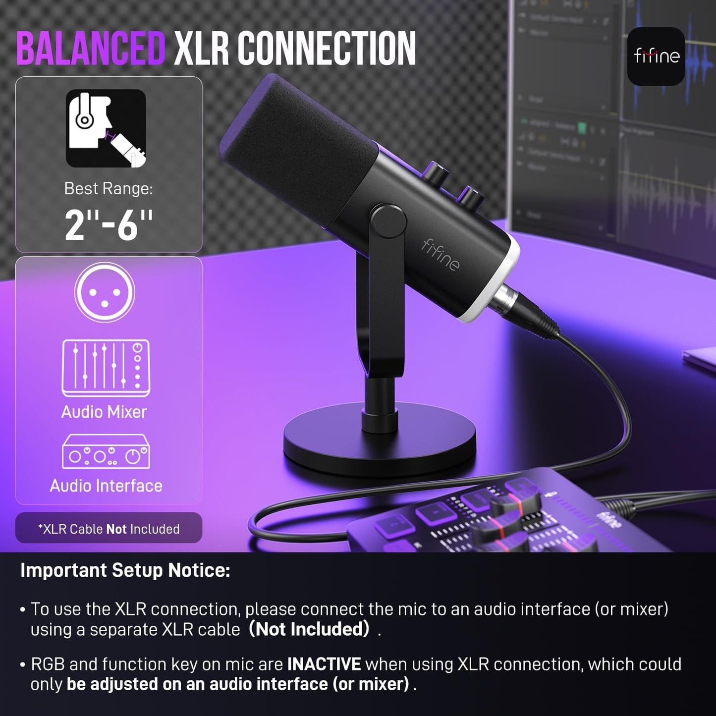 Micrófono Dinámico XLR/USB para Gaming y Streaming en PC, con Luz RGB, Botón de Silencio, Conector para Auriculares, Soporte de Escritorio, Micrófono Vocal para Canto y YouTube – Ampligame AM8