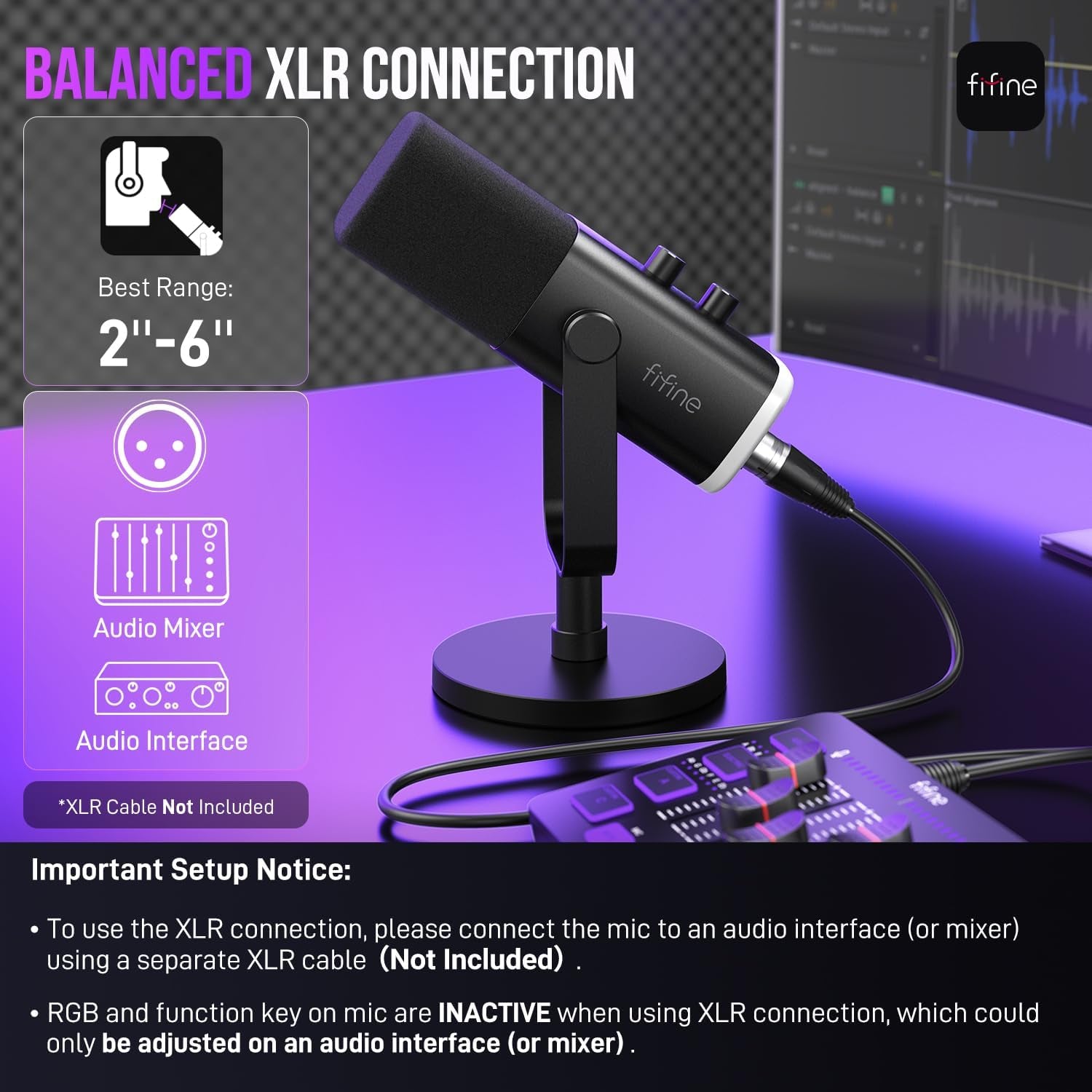 Micrófono Dinámico XLR/USB para Gaming y Streaming en PC, con Luz RGB, Botón de Silencio, Conector para Auriculares, Soporte de Escritorio, Micrófono Vocal para Canto y YouTube – Ampligame AM8