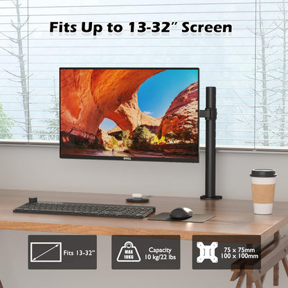 BONTEC Soporte Para Pantallas LCD LED De 13-32 Pulgadas, Brazo Monitor De Escritorio Para Pantallas De Monitor Hasta10 Kg, Altura Ajustable, 2 Opciones De Montaje