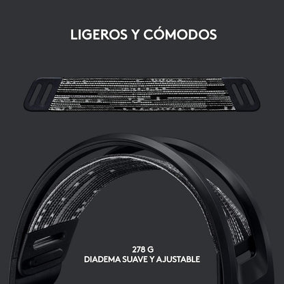 Logitech G733 LIGHTSPEED Con Micrófono Inalámbrico Para Gaming Con Diadema Con Suspensión, Ligeros, 29H De Batería, Negro