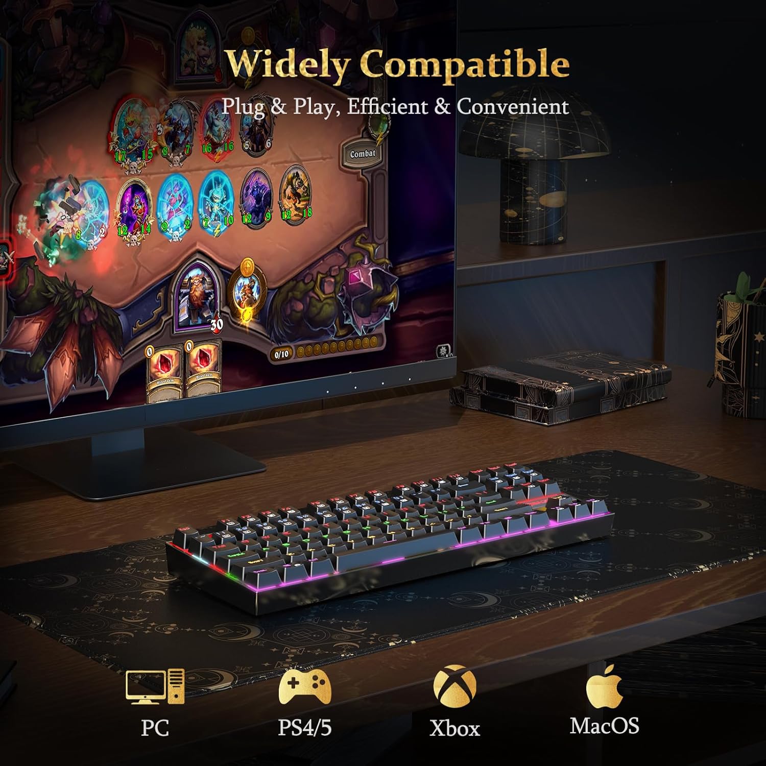 Teclado Mecánico de Gaming K552, Compacto de 87 Teclas, Teclado de Gaming LED con Interruptores Rojos, Anti-Ghosting, Estructura Metálica para Juegos y Escritura en PC