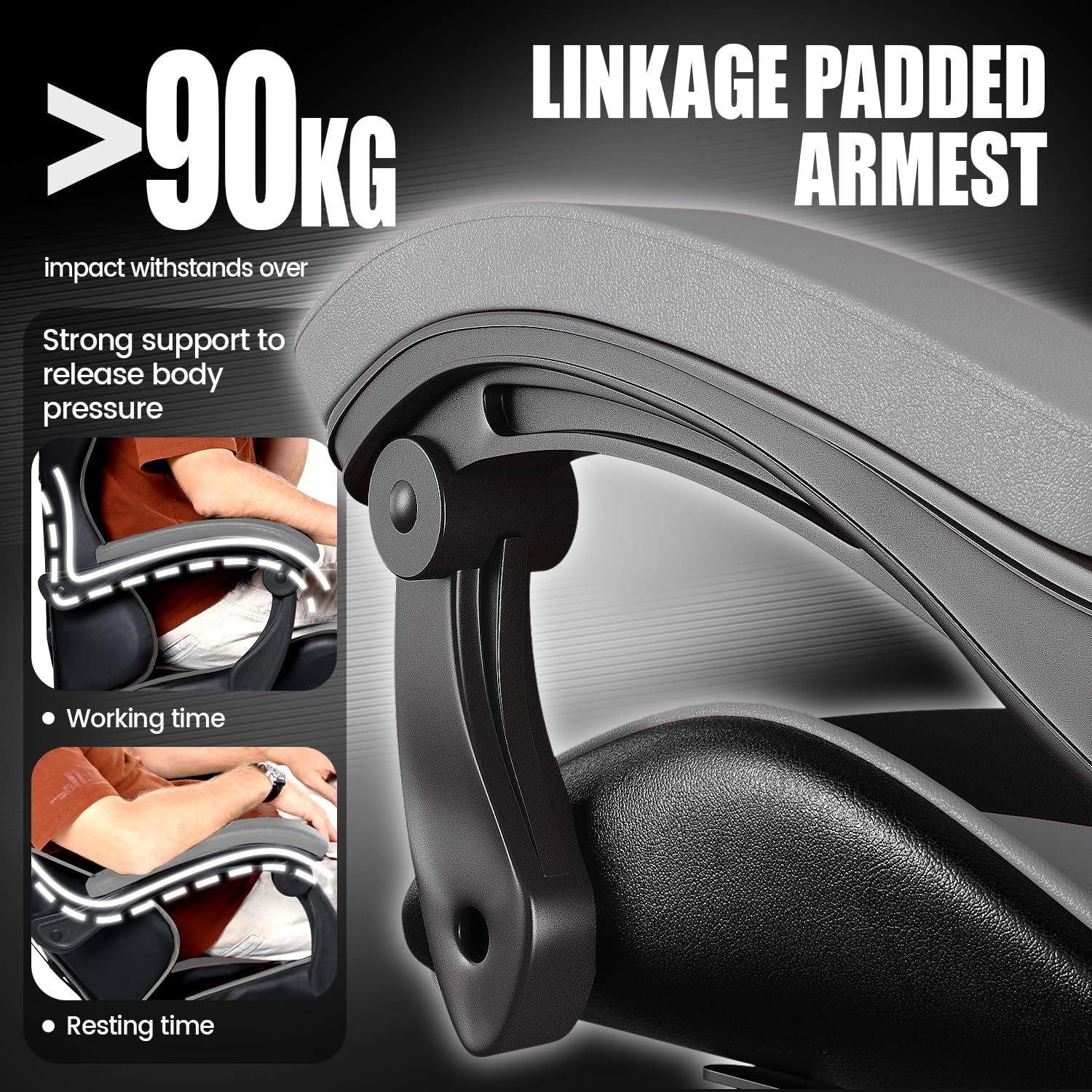 Bigzzia Silla Gaming, Ergonómica En Cuero PU, Regulable En Altura Con Soporte Lumbar Y Reposacabezas, Respaldo Reclinable 155°