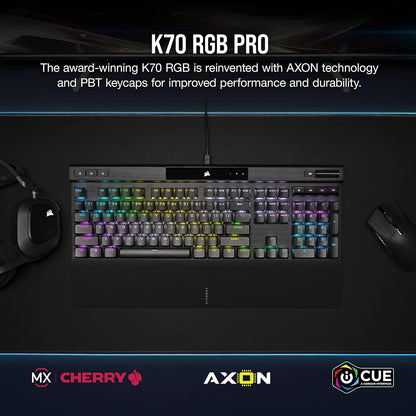 Teclado mecánico para juegos con cable K70 RGB PRO (interruptores de velocidad CHERRY MX RGB: lineales y rápidos, hipersondeo de 8000 Hz