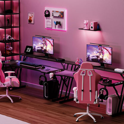 Escritorio Para Juegos De 120 Cm, Escritorio Inteligente Para Gamers Con Luces LED Y Alfombrilla Para Ratón, Soporte Para Monitor, Gancho Lateral 