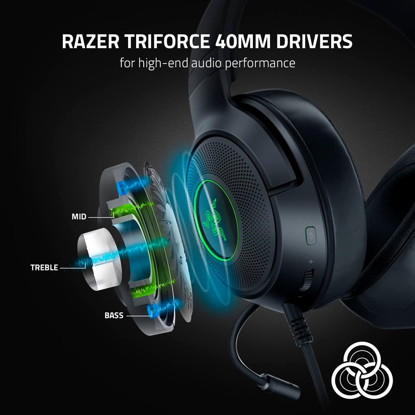 Auriculares para juegos USB con cable Kraken V3 X: Diseño ligero, controladores Triforce de 40 mm, micrófono cardioide hiperclaro, sonido envolvente 7.1 Surround Sound