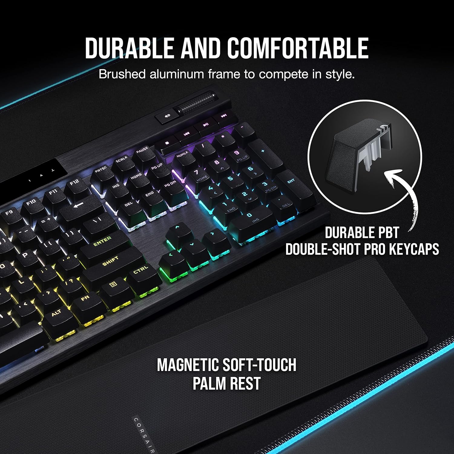 Teclado mecánico para juegos con cable K70 RGB PRO (interruptores de velocidad CHERRY MX RGB: lineales y rápidos, hipersondeo de 8000 Hz